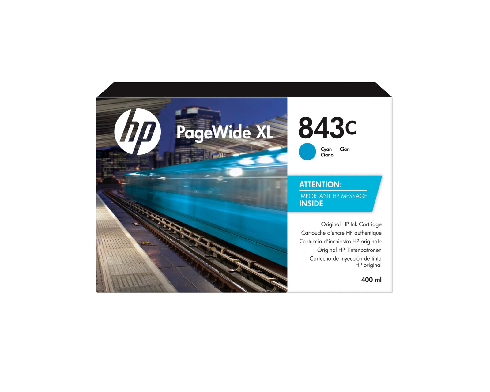 HP 843C 400-ml Cyan PageWide XL Ink Kartric (C1Q66A)