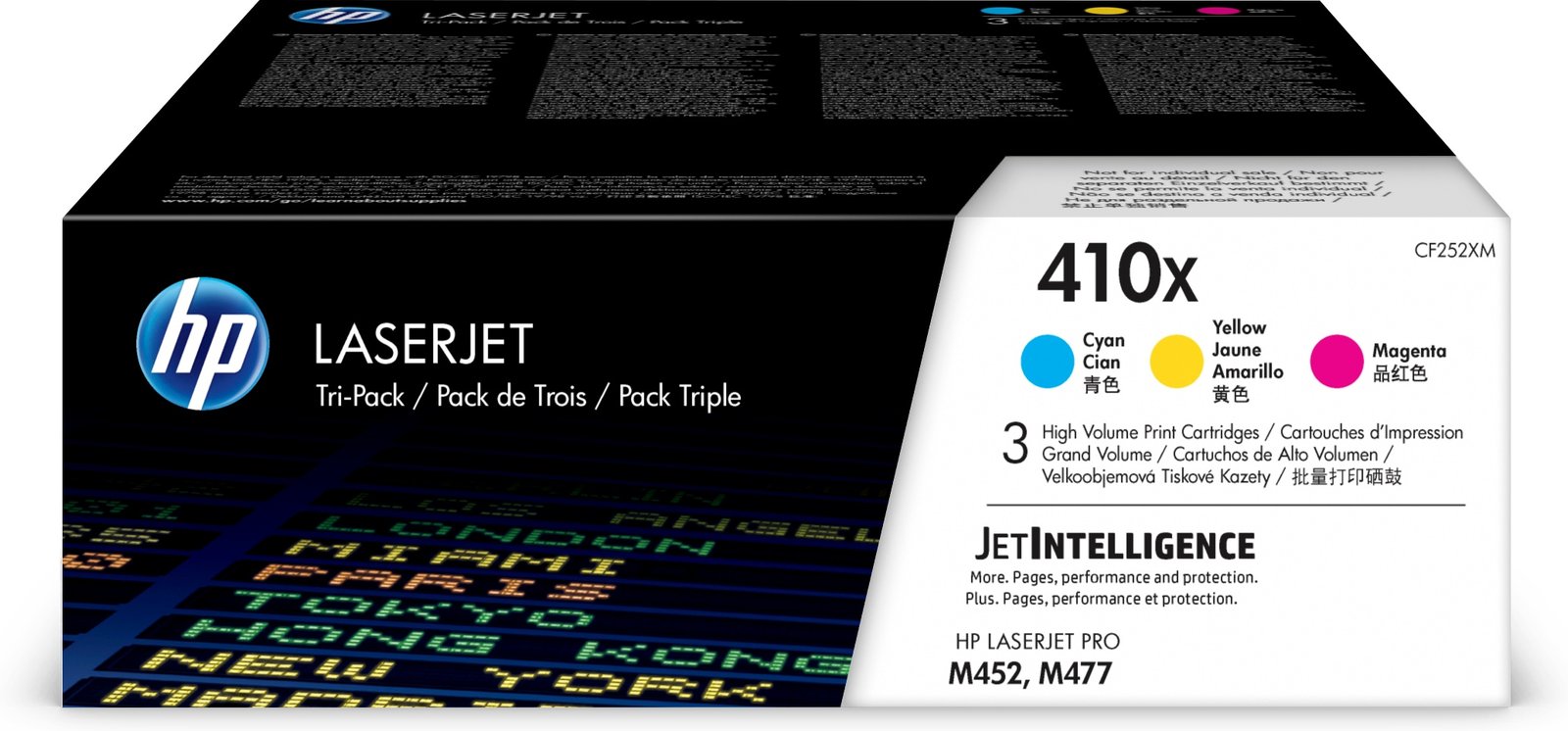 HP 410X 3-pack High Yield Cyan/Magenta/Yellow Original LaserJet Toner Cartridges (CF252XM)