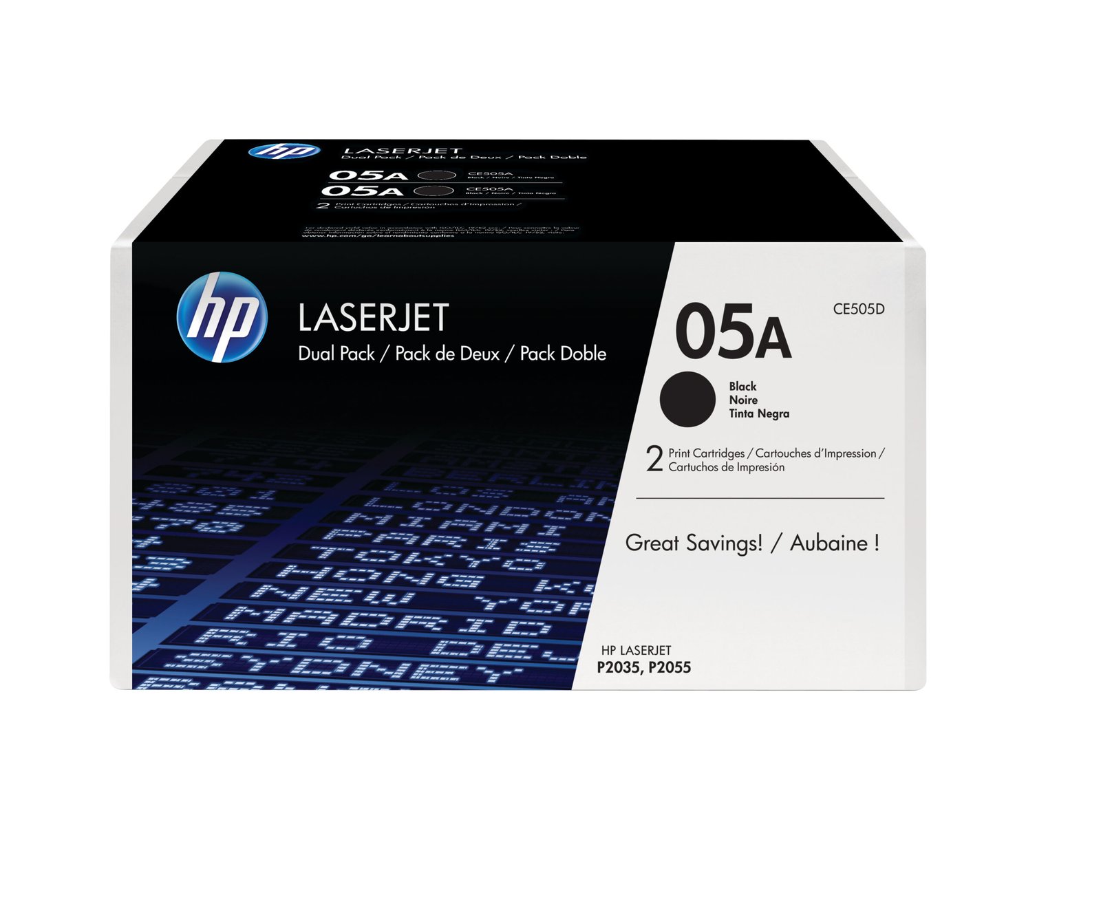 HP 05A 2-pack Black Original LaserJet Toner Cartridges (CE505D)