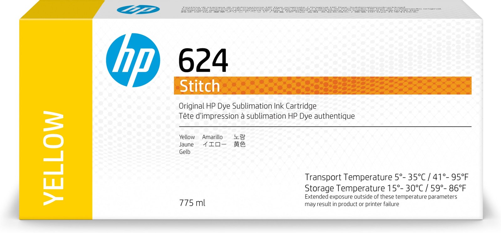 HP 624 775-ml Yellow Stitch Dye Sublimation Ink Kartric (2LL56A)