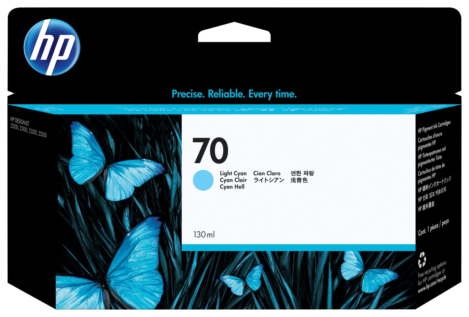 HP 70 130-ml Light Cyan DesignJet Ink Kartric (C9390A)