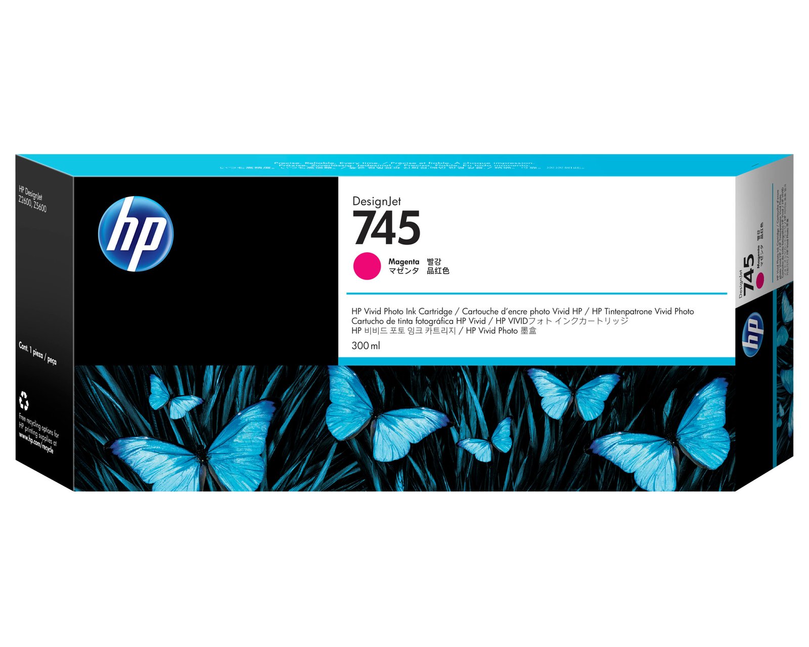 HP 745 300-ml DesignJet Magenta Ink Kartric (F9K01A)