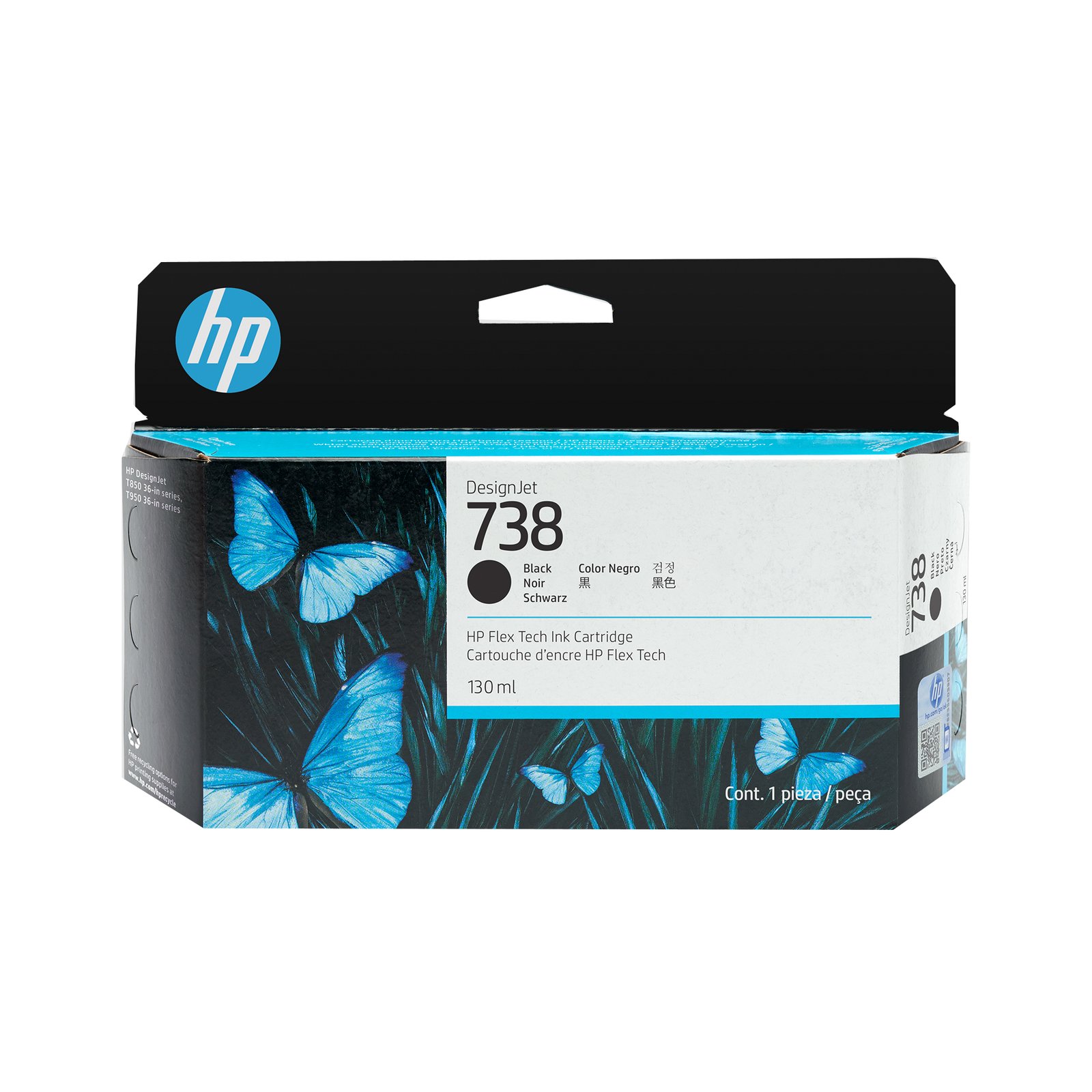 HP 738 130-ml Black DesignJet Ink Kartric (498N4A)