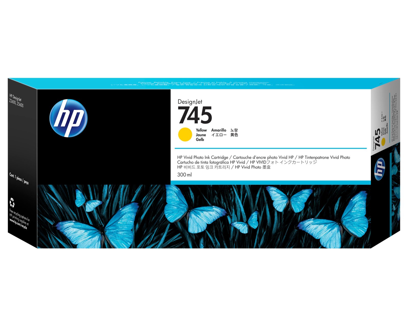 HP 745 300-ml DesignJet Yellow Ink Kartric (F9K02A)