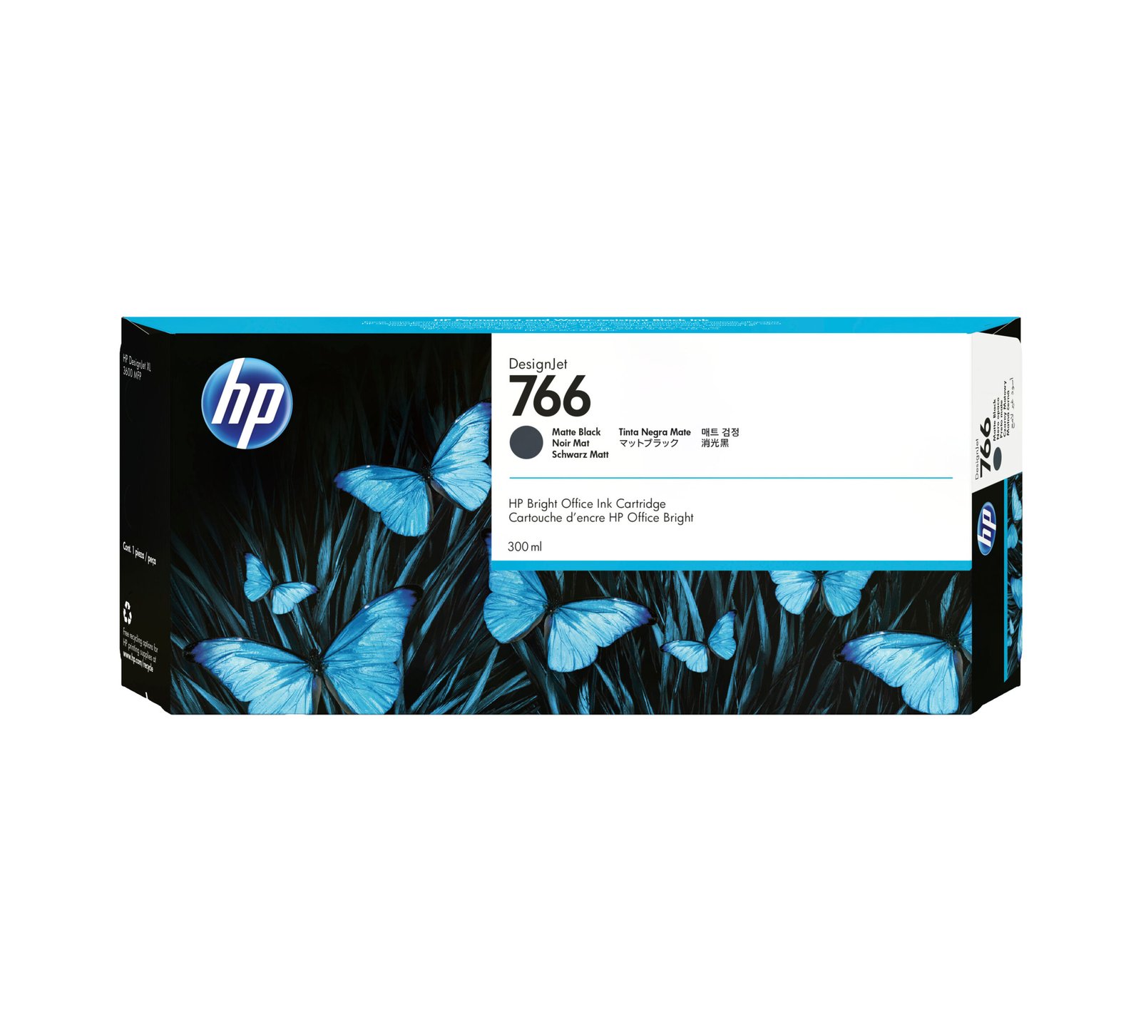 HP 766 300-ml Matte Black DesignJet Ink Kartric (P2V92A)