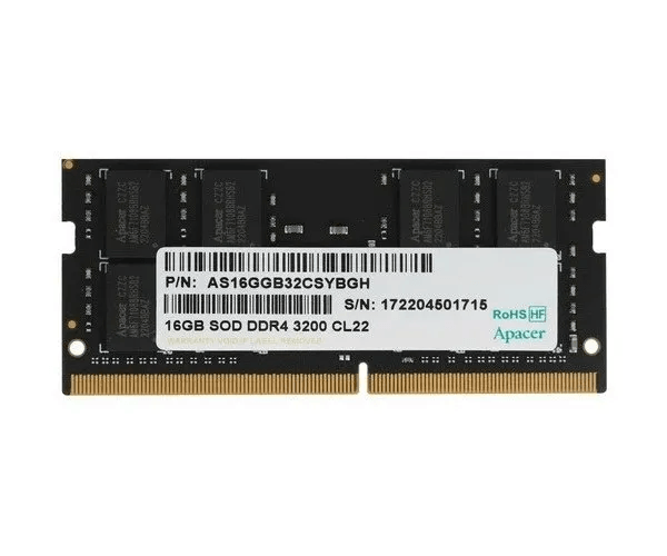 Apacer 16GB DDR4 SODIMM 3200 CL22 1024x8 HF AS16GGB32CSYBGH Apacer 16GB DDR4 SODIMM 3200 CL22 1024x8 HF AS16GGB32CSYBGH - Image 1